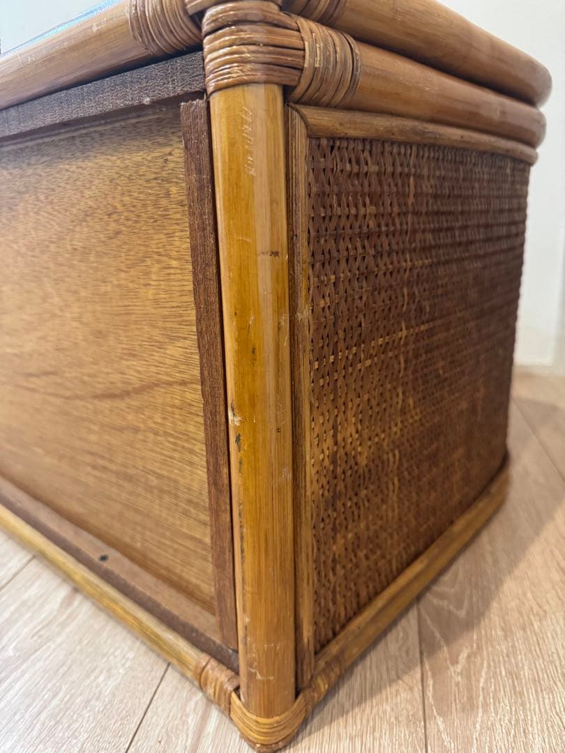 早い者勝ち　ラタン家具　ベンチ　籐家具 ベンチ収納 レトロ　ヴィンテージ　ハート
