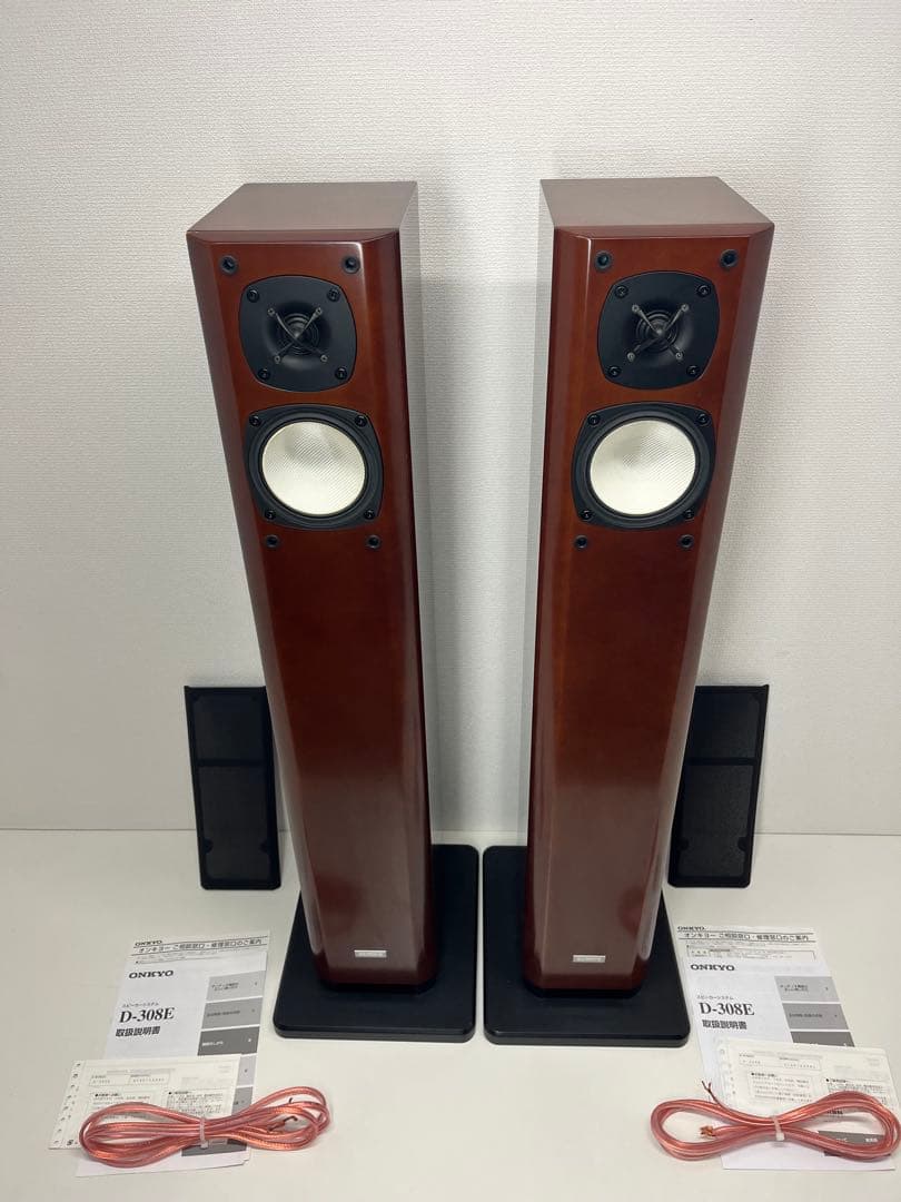 ONKYO オンキョー D-308E 木目ブラウン スピーカー　トールボーイ