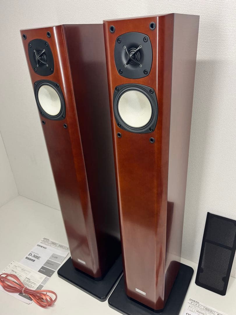 ONKYO オンキョー D-308E 木目ブラウン スピーカー　トールボーイ