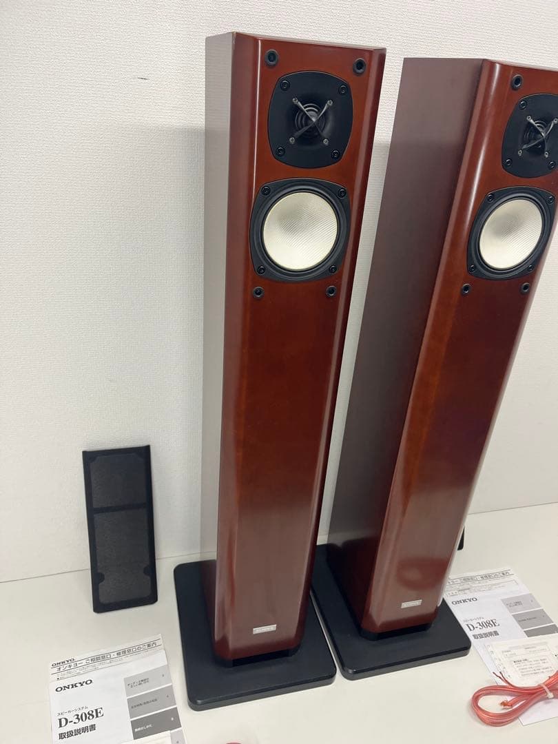 ONKYO オンキョー D-308E 木目ブラウン スピーカー　トールボーイ