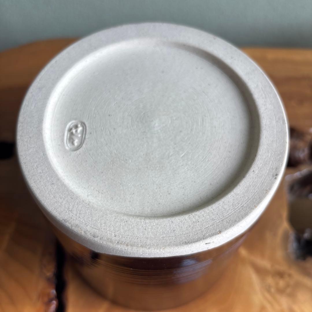 膳所焼 糸目水指 岩崎新定作 陽炎園造 茶道具 共箱