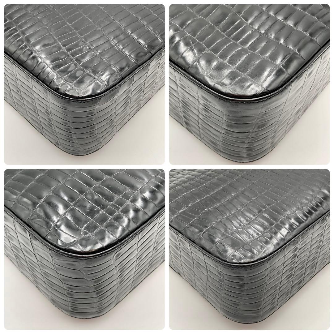 BM✨ サルヴァトーレフェラガモ ガンチーニ ショルダーバッグ 黒 クロコ