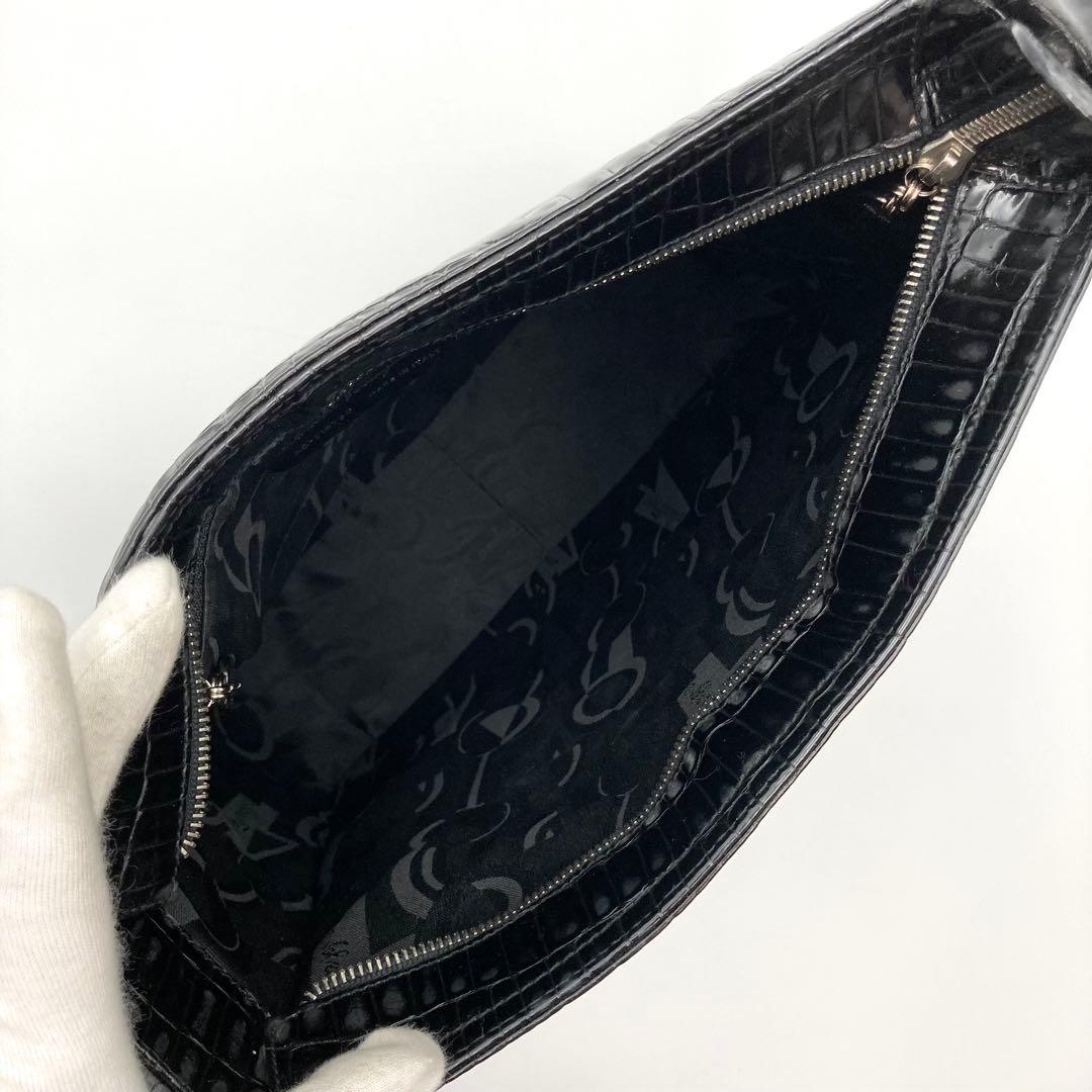 BM✨ サルヴァトーレフェラガモ ガンチーニ ショルダーバッグ 黒 クロコ