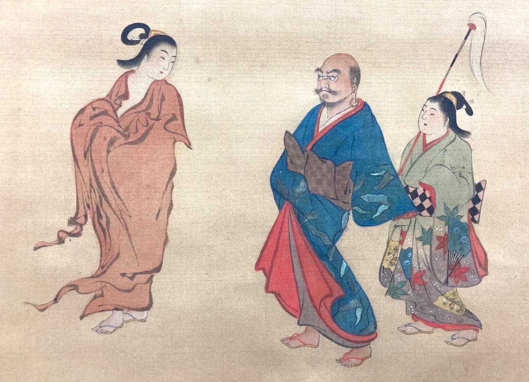 宮川長春　絖本：美人画 浮世絵　掛軸