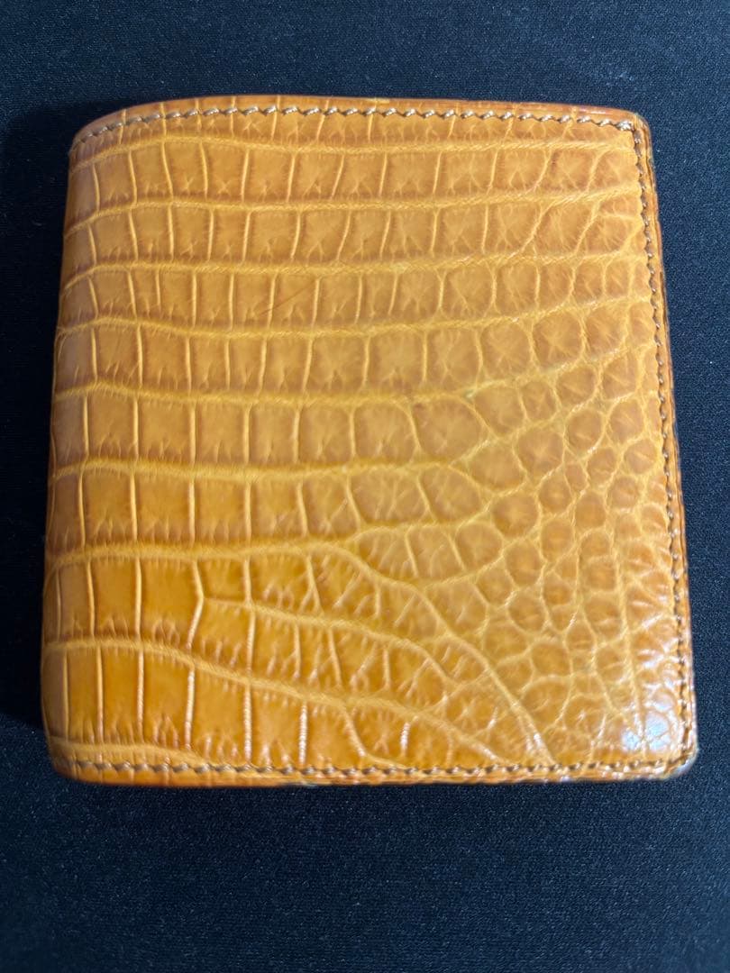 【万双】ミニ財布 クロコダイル キャメル