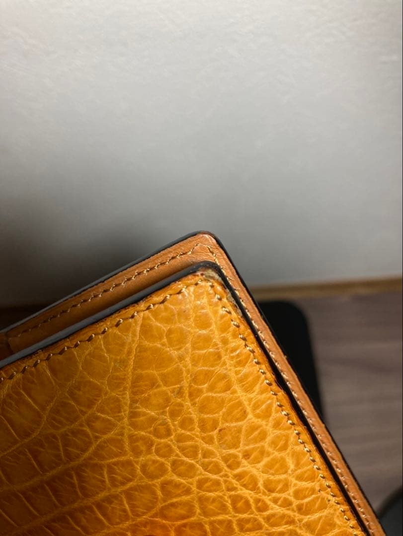 【万双】ミニ財布 クロコダイル キャメル