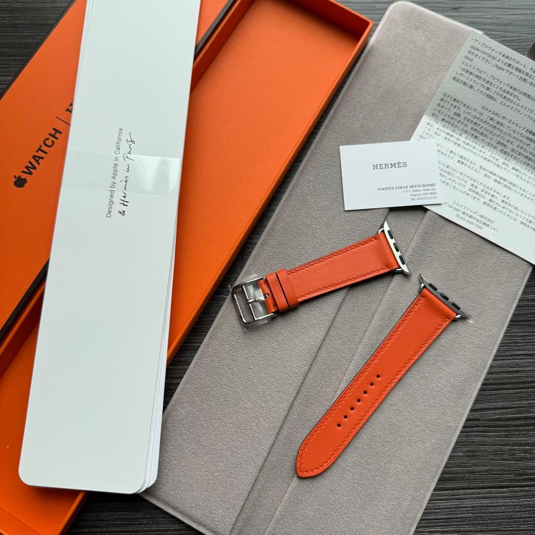2584 未使用　Apple Watch エルメス　オレンジ　レザー　バンド