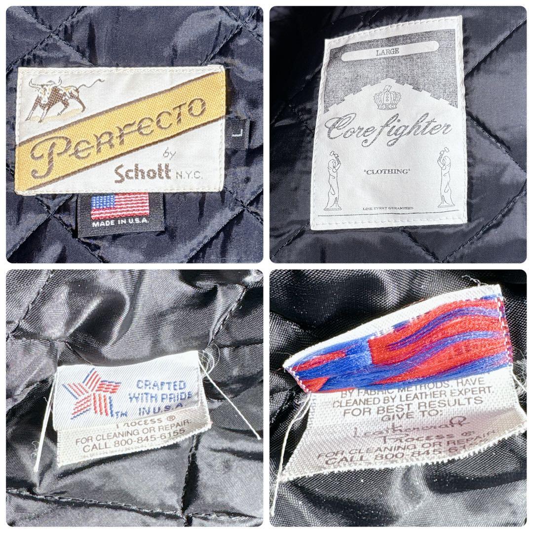 コラボ 希少 ショット コアファイター レザー ジャケット L 黒