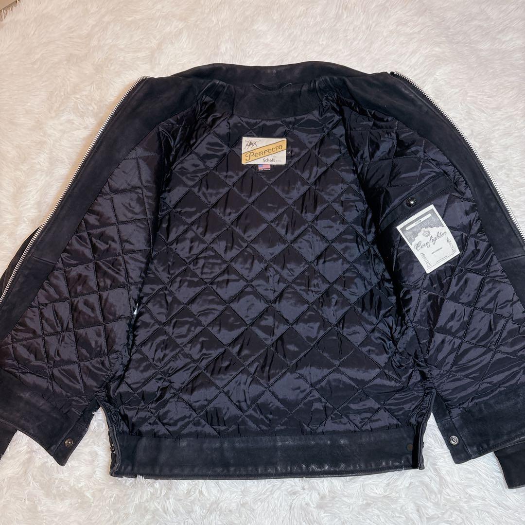 コラボ 希少 ショット コアファイター レザー ジャケット L 黒