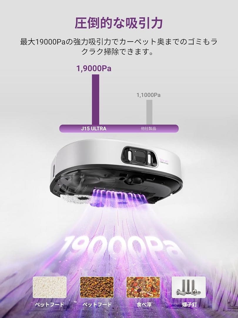 EUREKA J15 ULTRA ロボット掃除機　ユリーカ19000Pa 強力