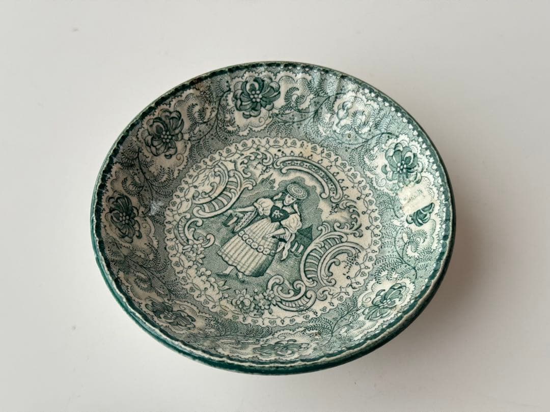 イギリス DAWSON デルフト焼 アンティーク 陶器 装飾皿 2枚セット