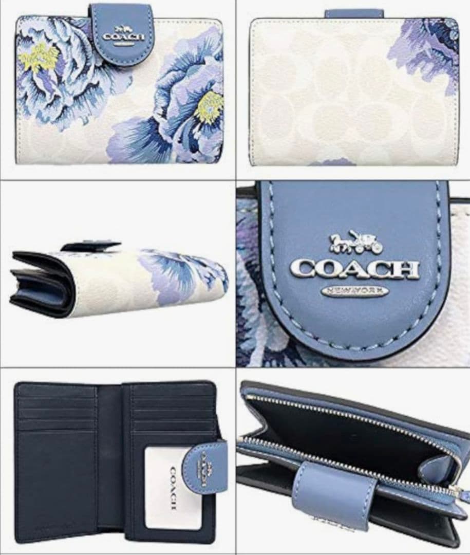 COACH 花柄 二つ折り財布 コンパクト