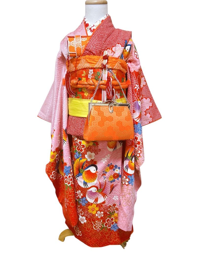 訳あり特価品♡七五三　7歳　女の子　ピンク　赤　鹿の子柄