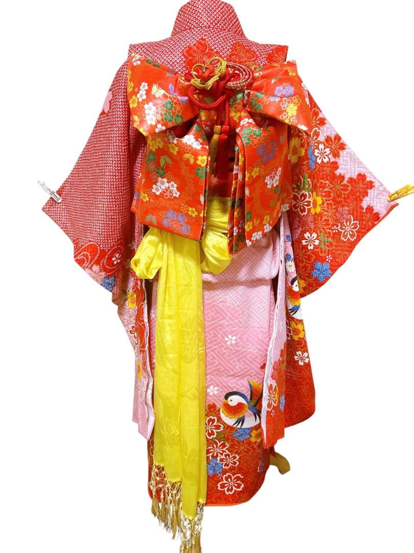 訳あり特価品♡七五三　7歳　女の子　ピンク　赤　鹿の子柄