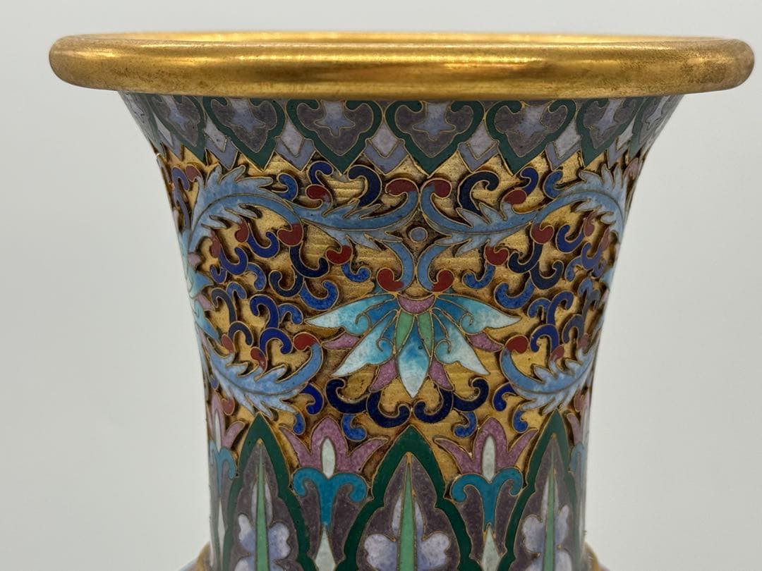 中国　七宝焼　花鳥紋瓶　送料込み260113