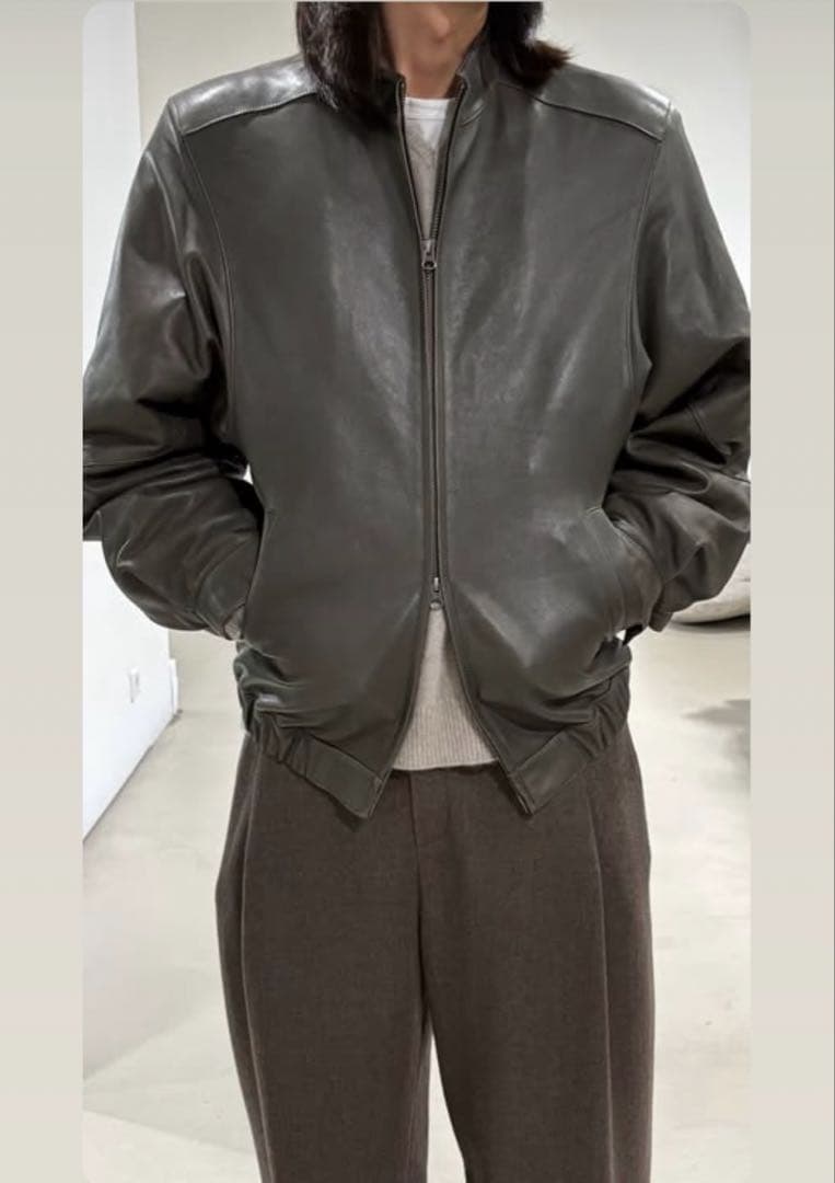 amomento ラムスキンレザー ブルゾン S