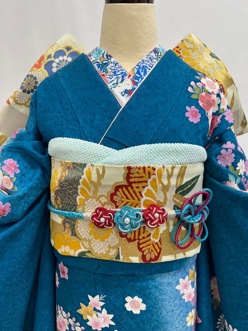 振り袖　フルセット　別誂長襦袢付　成人式　金彩加工　刺繍入り　銀通し　622