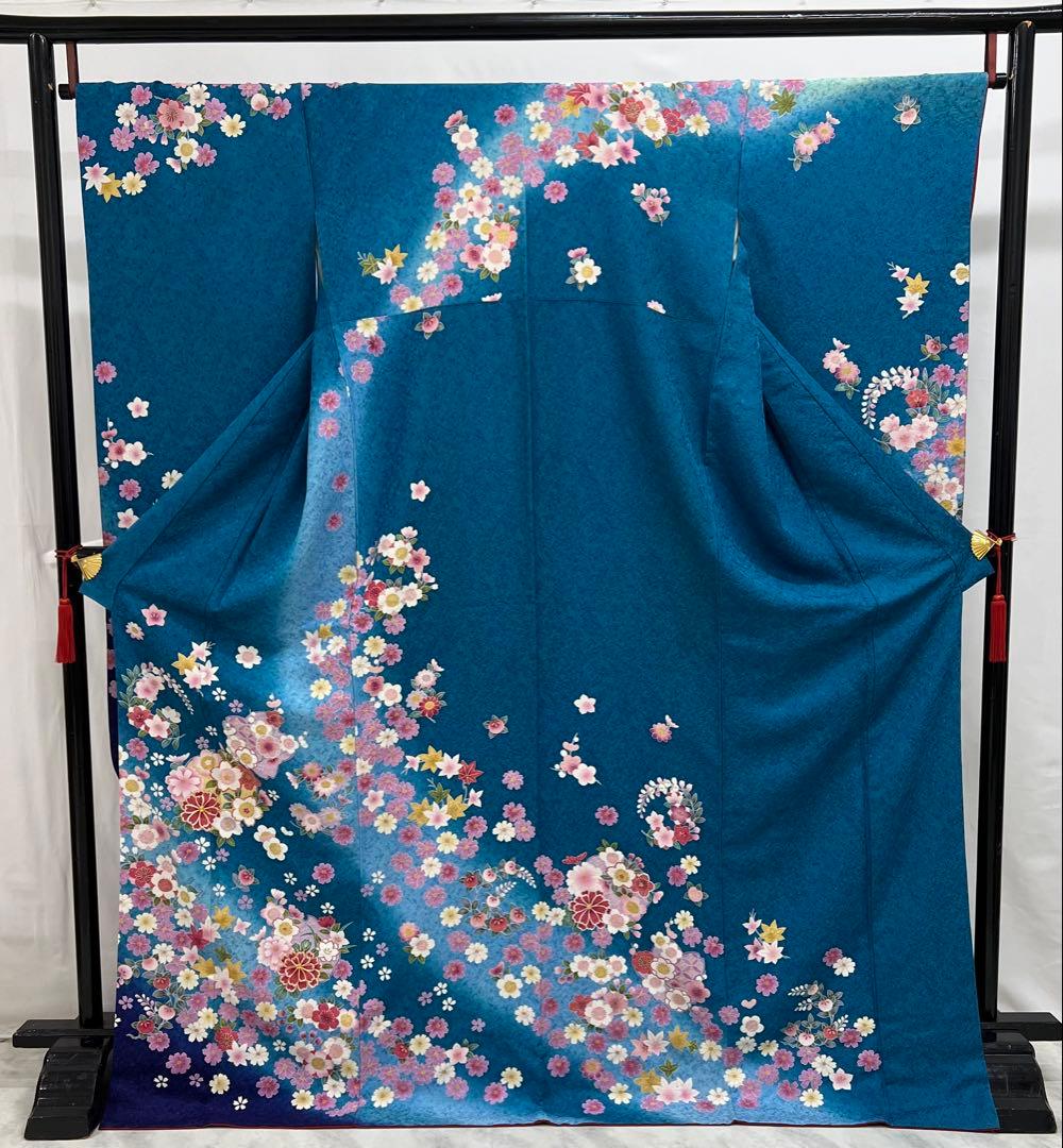 振り袖　フルセット　別誂長襦袢付　成人式　金彩加工　刺繍入り　銀通し　622