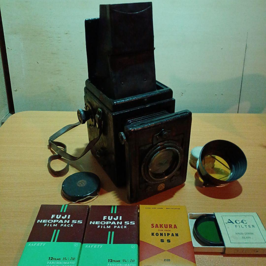 BIJOU REFLEX 木箱皮張　ジャバラ式カメラ 100年前に製造された！