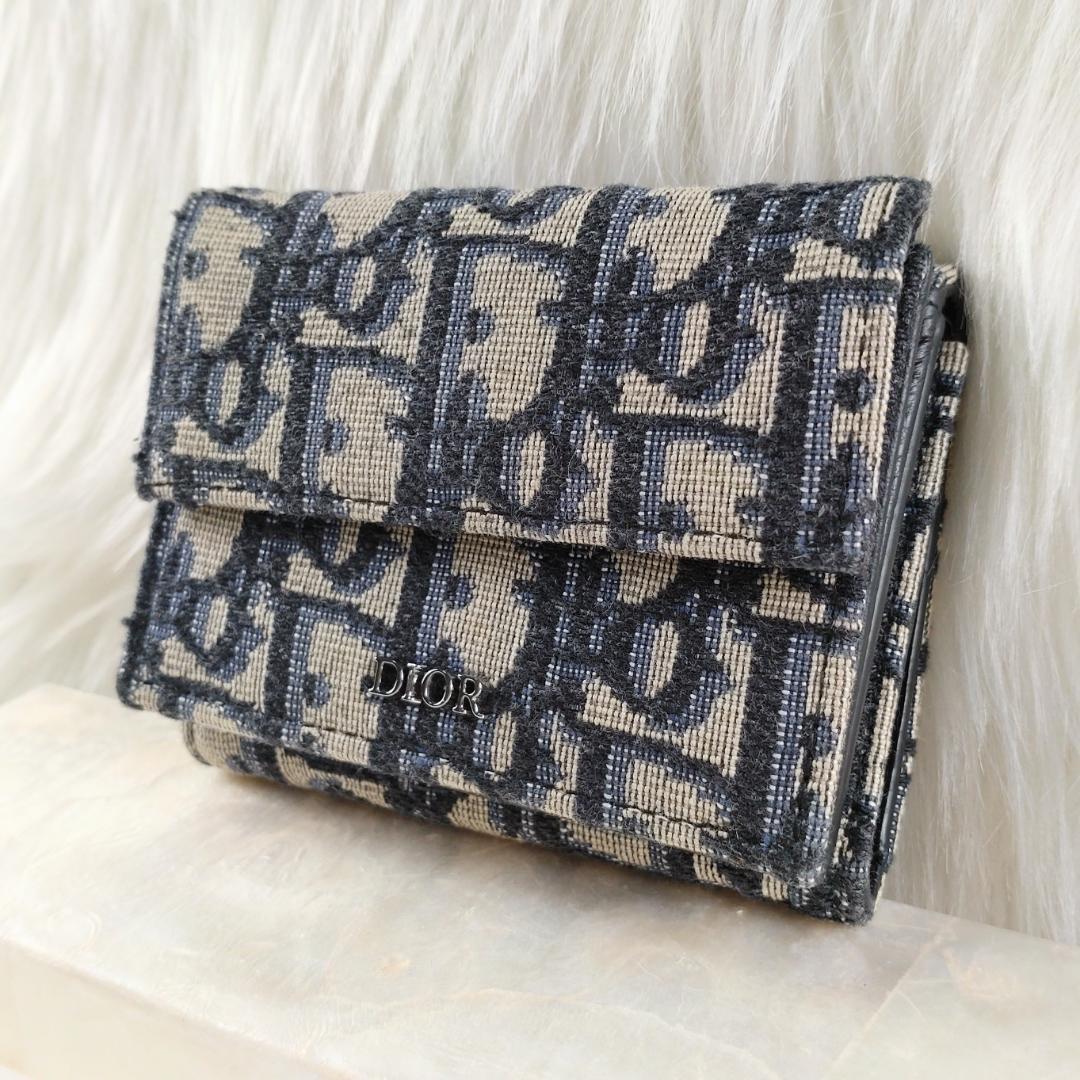 極美品・現行✨クリスチャンディオール 財布 三つ折り オブリーク レディース