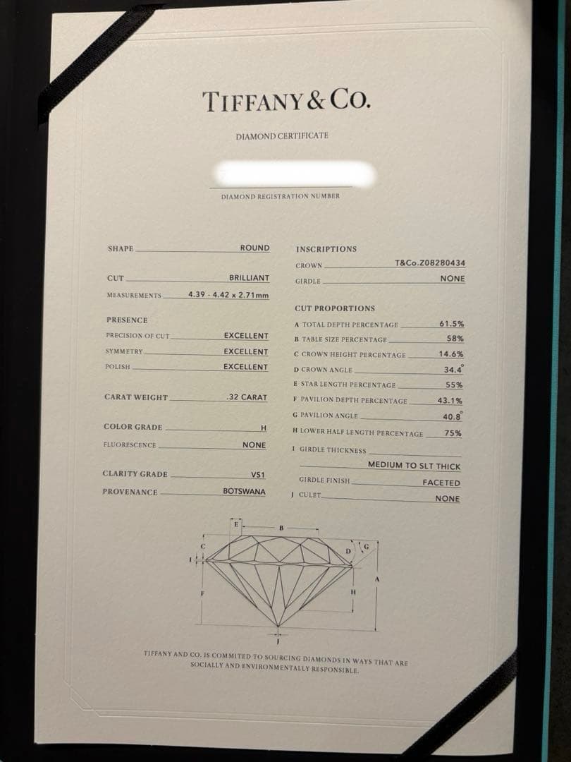 【美品】Tiffany & Co.ダイヤモンド0.32ct ハーモニー
