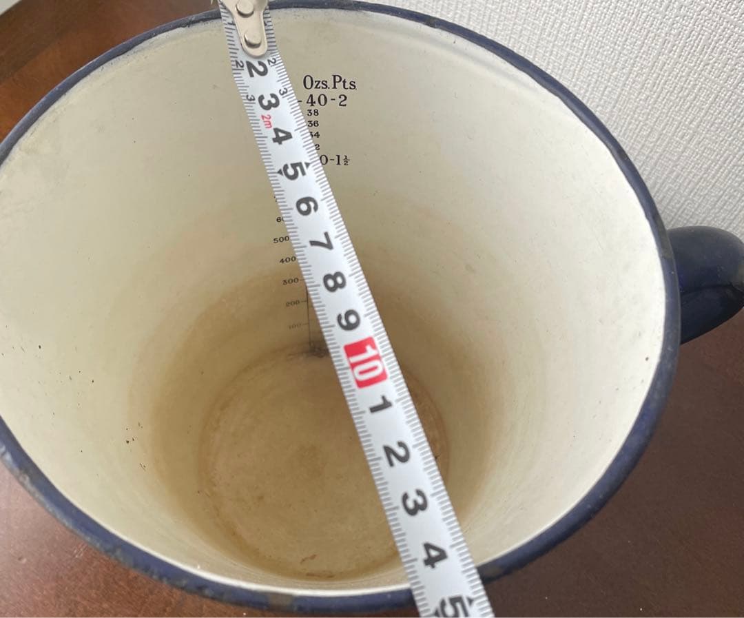 フランスアンティーク　琺瑯ジャグ　100年以上アンティーク　ピッチャー