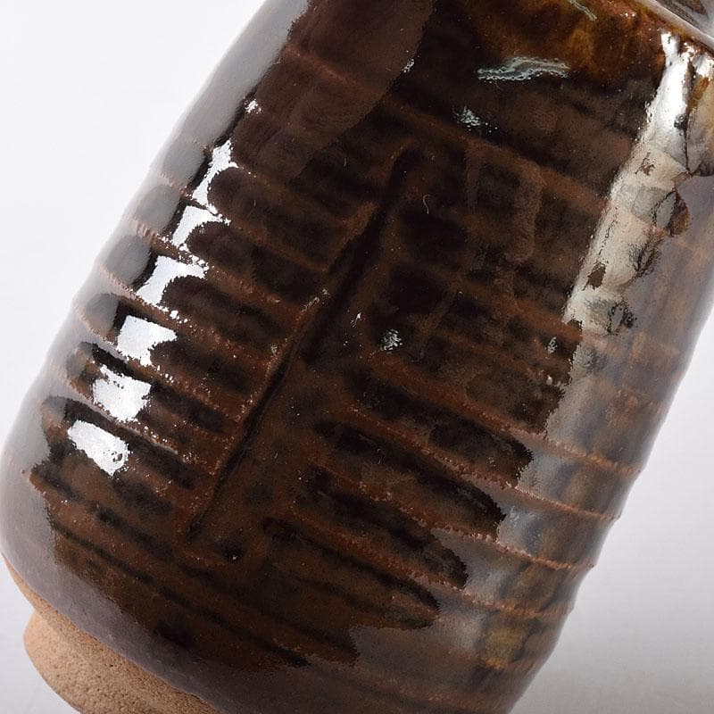 茶道具　膳所焼　陽炎園造　淡海ぜぜ　茶入　仕覆付　時代箱　V　8210