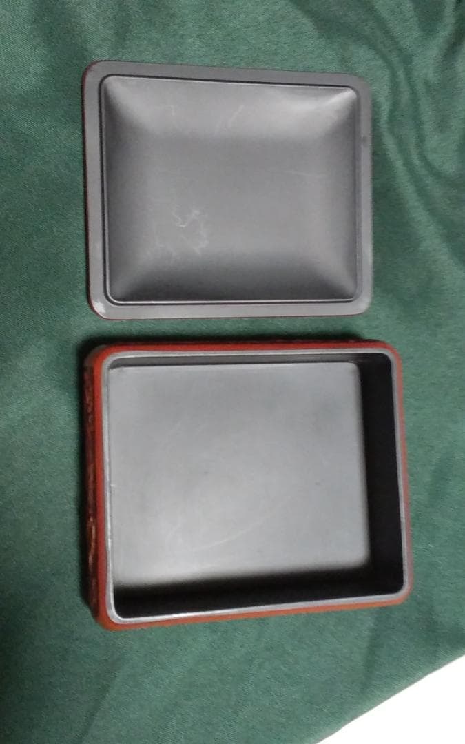 伝統工芸品(中国) 堆朱漆塗彫 箱と盆 No.357