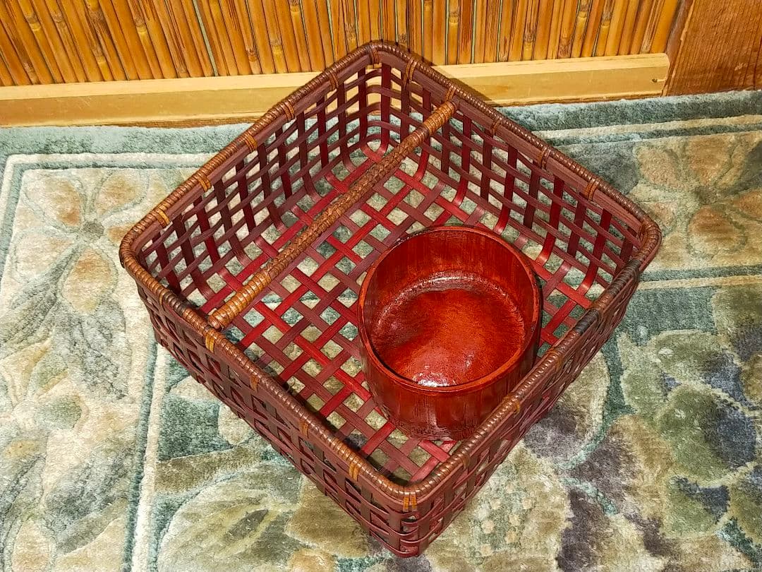 ♥未使用♥　安藤竹良斎　♥　みちくさ篭　花籠　共箱付き　茶道具　籠　茶道具