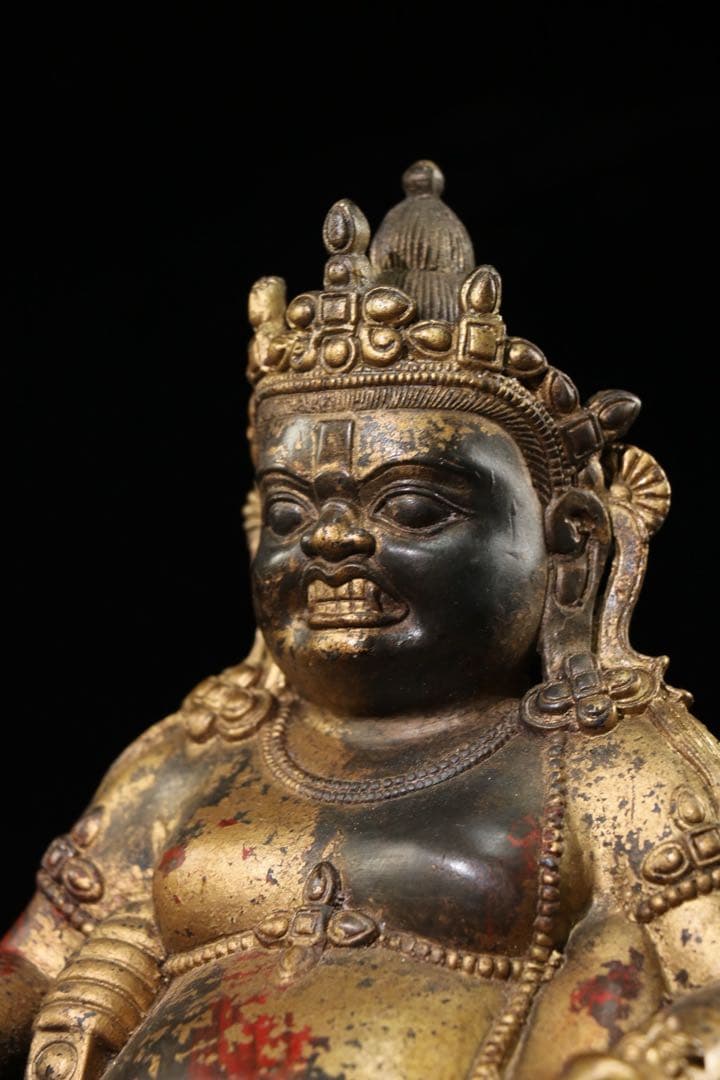 旧蔵珍蔵　西藏チベット仏像　黃財神 純銅製　アンティーク　置物　時代物　本物保証