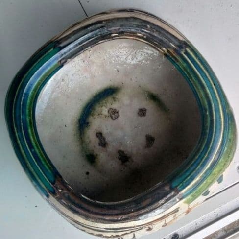 火鉢　織部焼　在銘　陶器製　手あぶり　茶道具　お稽古道具　ハ10