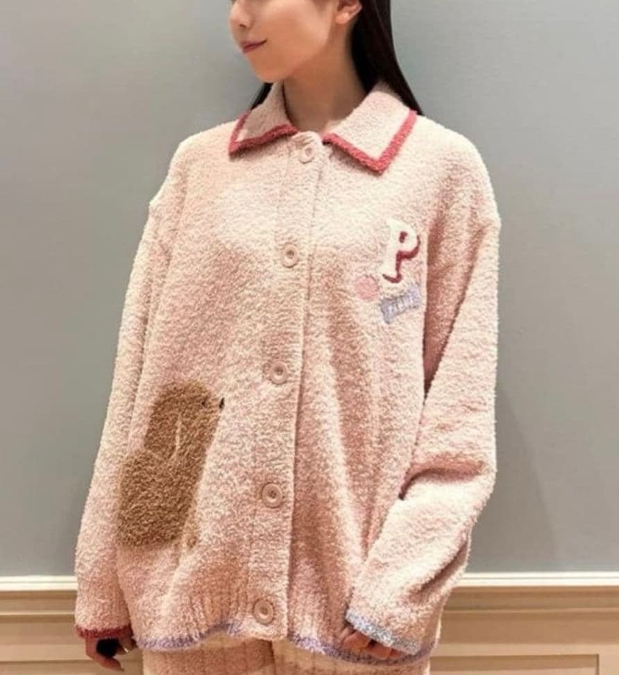 【新品タグ付き】ジェラートピケ ダックスフンド柄ジャガードカーディガン【PNK】