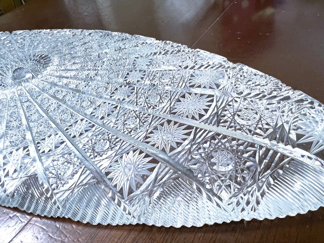 再々値下❣️新品 ボヘミア 高級 クリスタル ハンドメイド プレート 楕円形 大皿