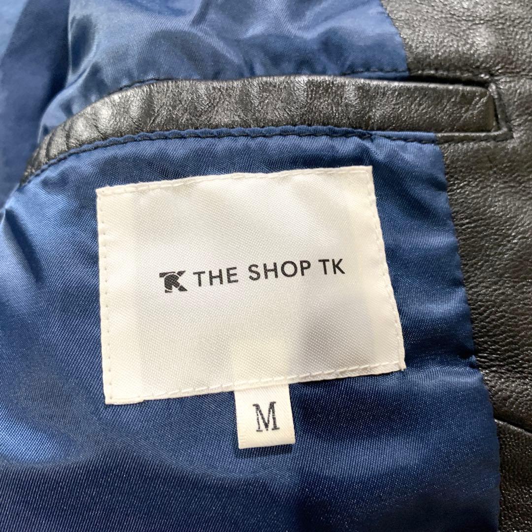 美品 タケオキクチ シングルライダースジャケット 黒 裏地ブルー ラムレザー M