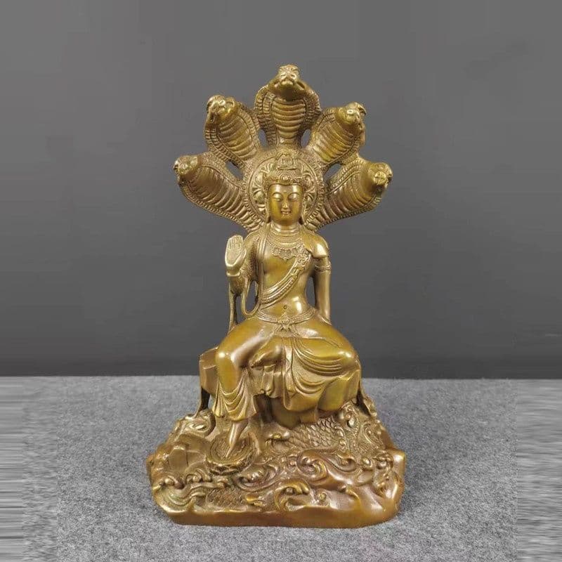 銅器 仏像 竜樹菩薩 蛇仙 仏堂 供養 鎮宅 辟邪 開運風水 招財 置物 工芸品