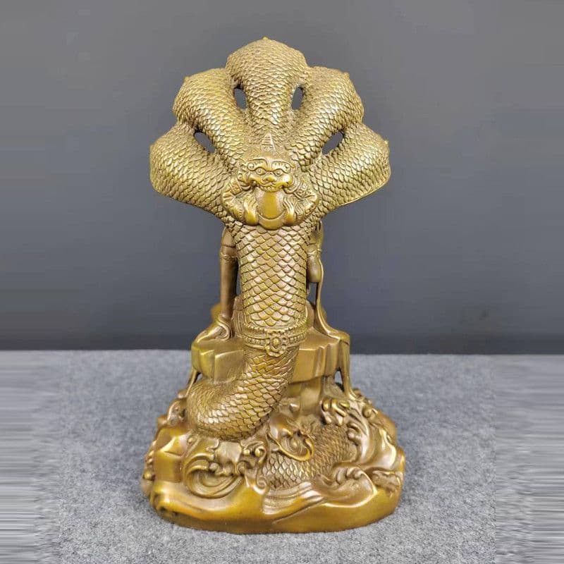 銅器 仏像 竜樹菩薩 蛇仙 仏堂 供養 鎮宅 辟邪 開運風水 招財 置物 工芸品