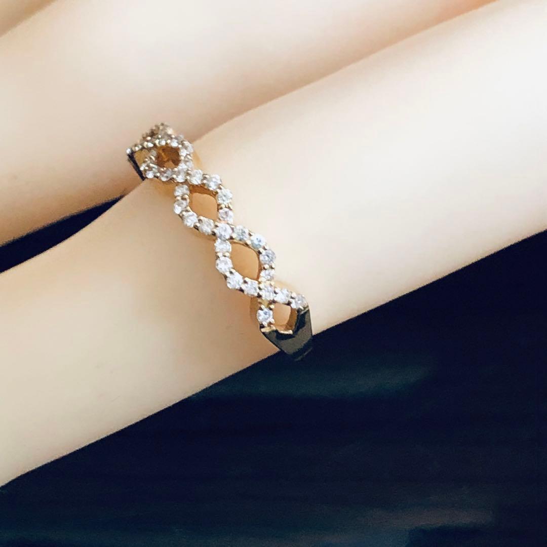 k18YG.0.30カラットエレガント インフィニティデザイン リング