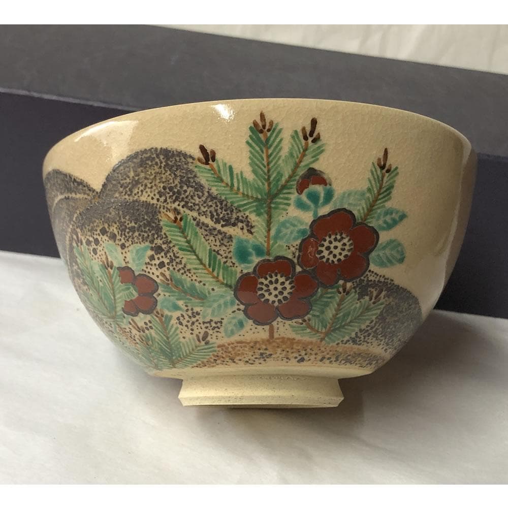 F1119 平安 丹祐 仁清写 茶碗 共箱 三国丹祐 抹茶碗 茶道具