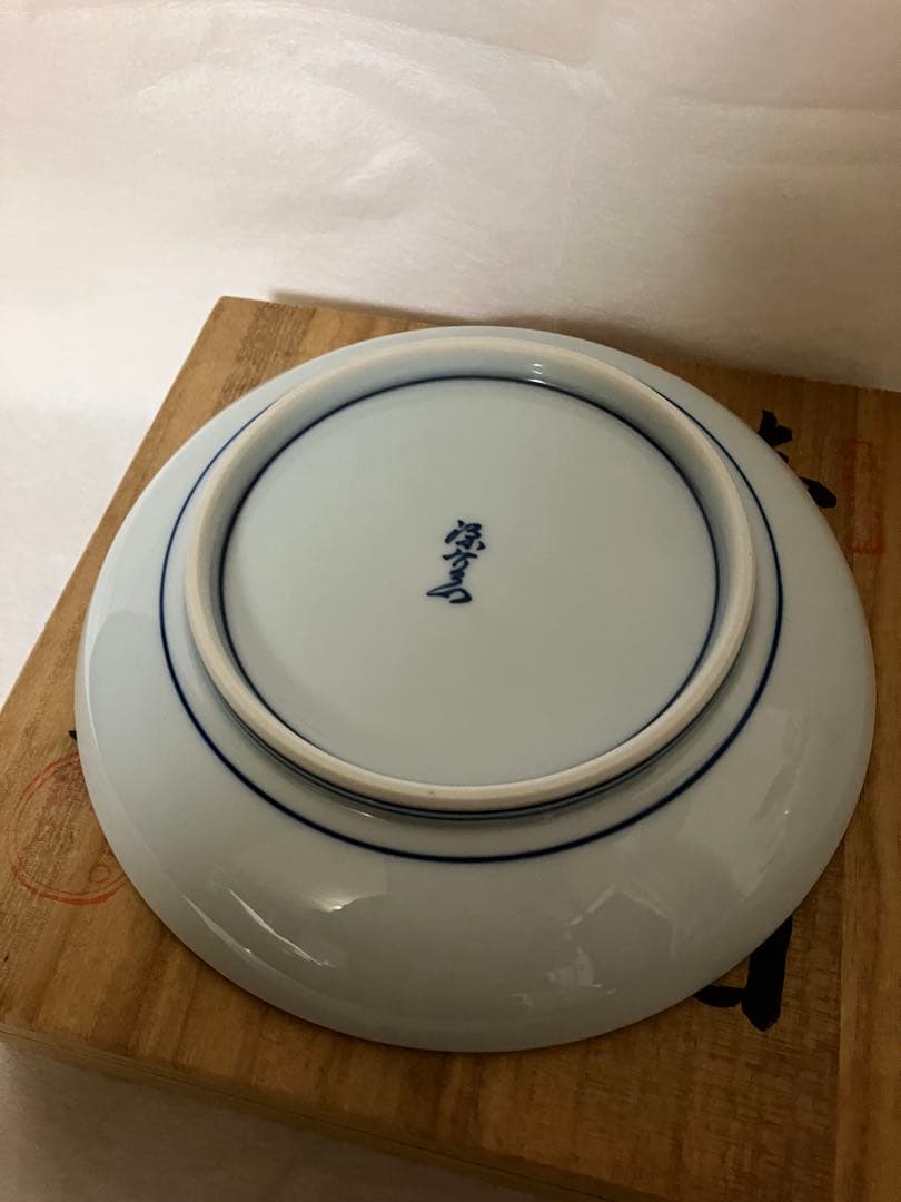 未使用◆源右衛門　赤濃　桜図　皿　桜　花　共箱