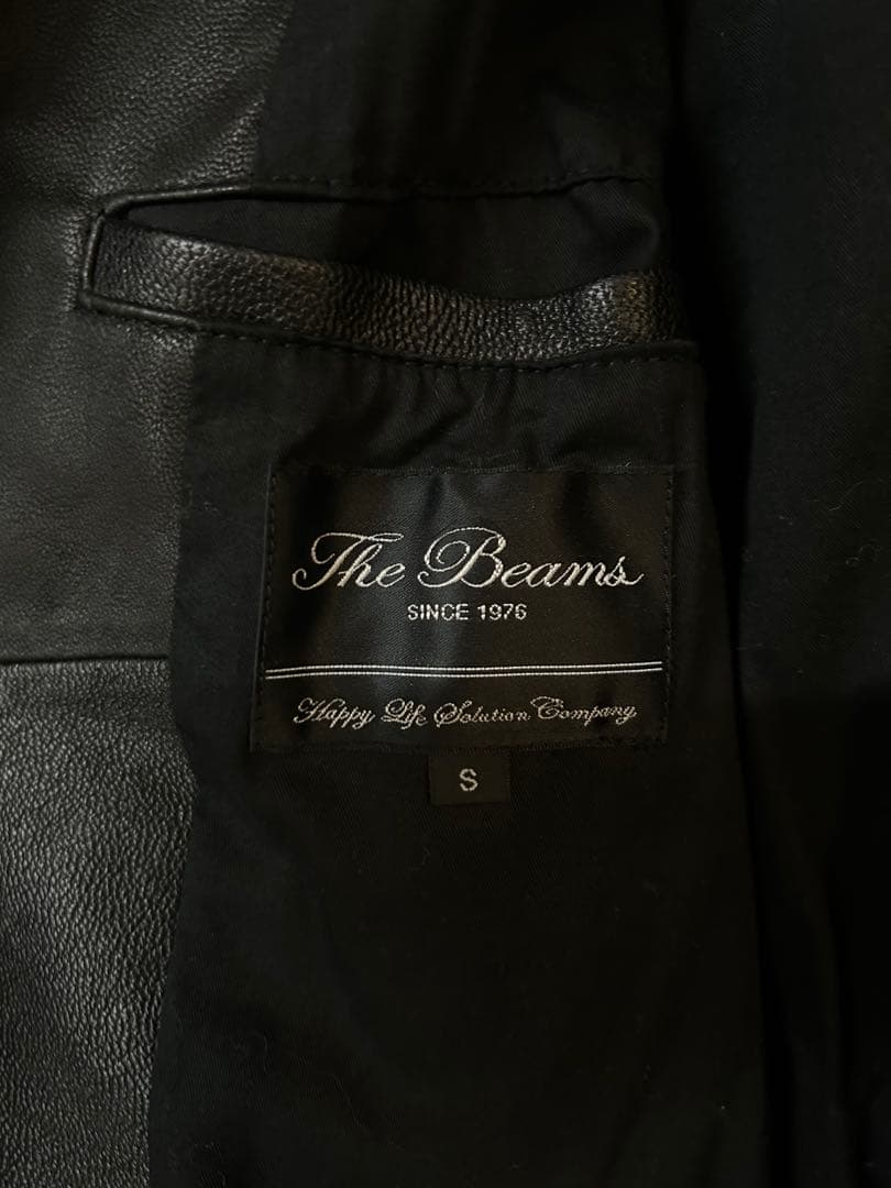 【美品】ビームス ライダース ジャケット シングル ノーカラー やぎ革 黒 S