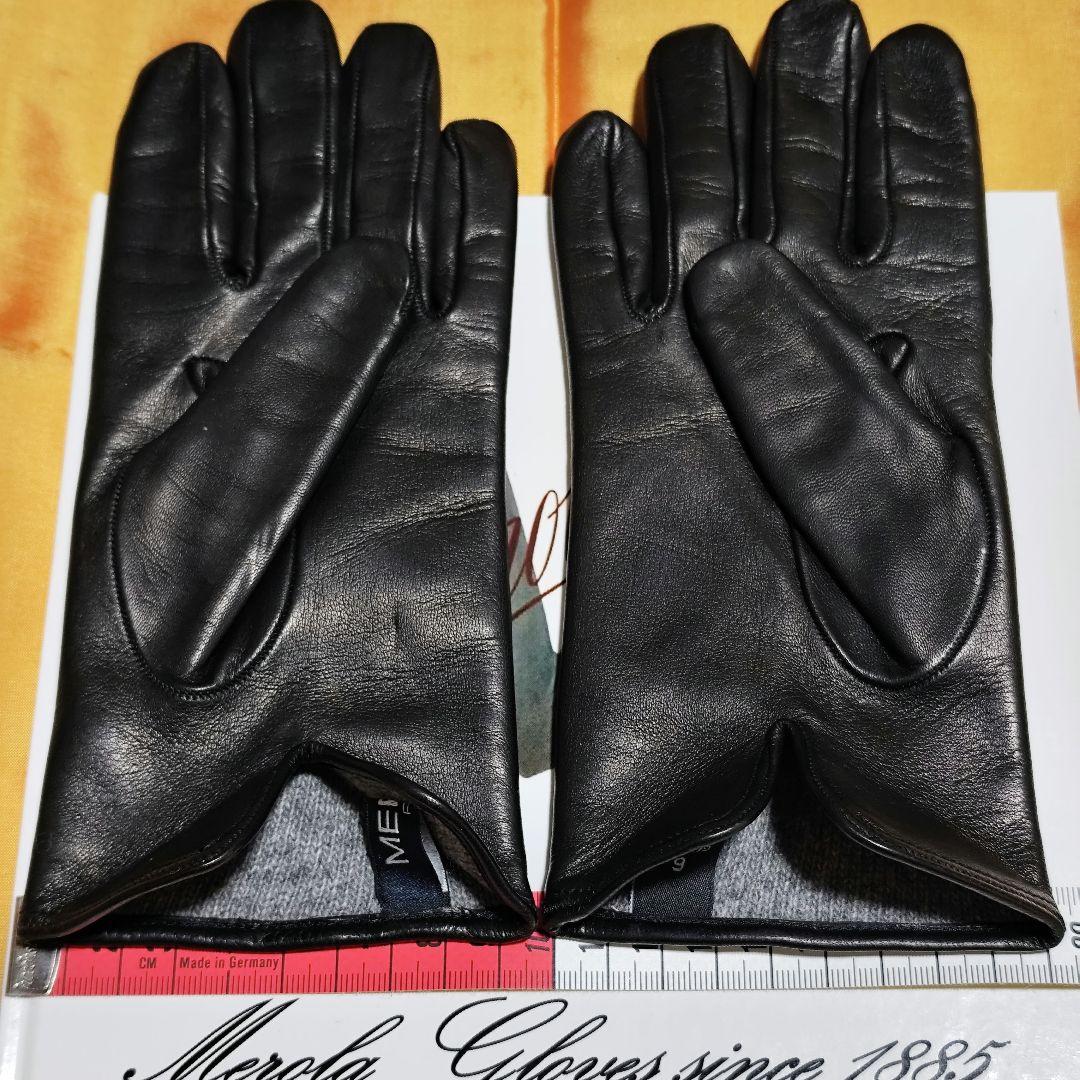 値下げ最終6.0 メローラ ナッパ黒 カシミア灰 グローブ 革手袋 MEROLA