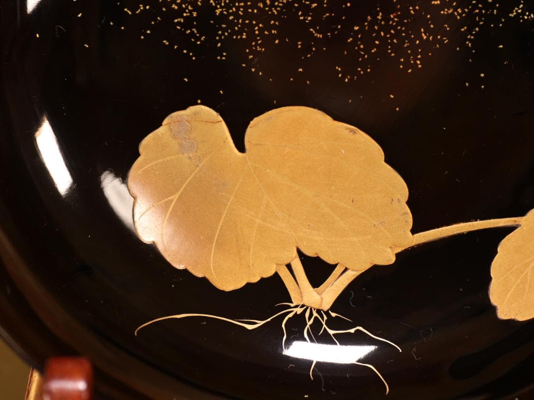 BK413　時代輪島塗　蓮図金蒔絵　吸物椀　二客　木製　茶道具 懐石 会席 菓子