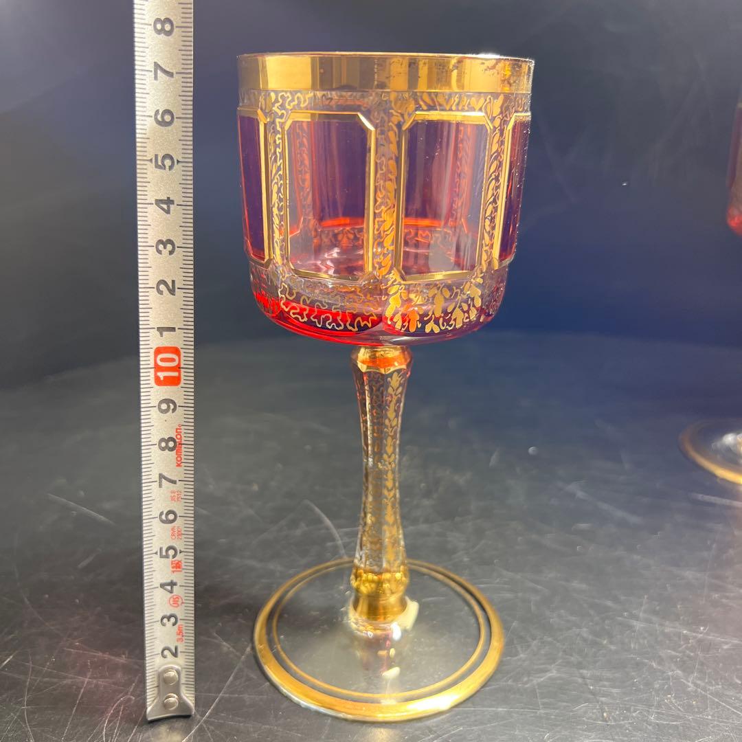 ボヘミア　パネルグラス4点　高さ17.6㎝　東Y7-1020☆1F