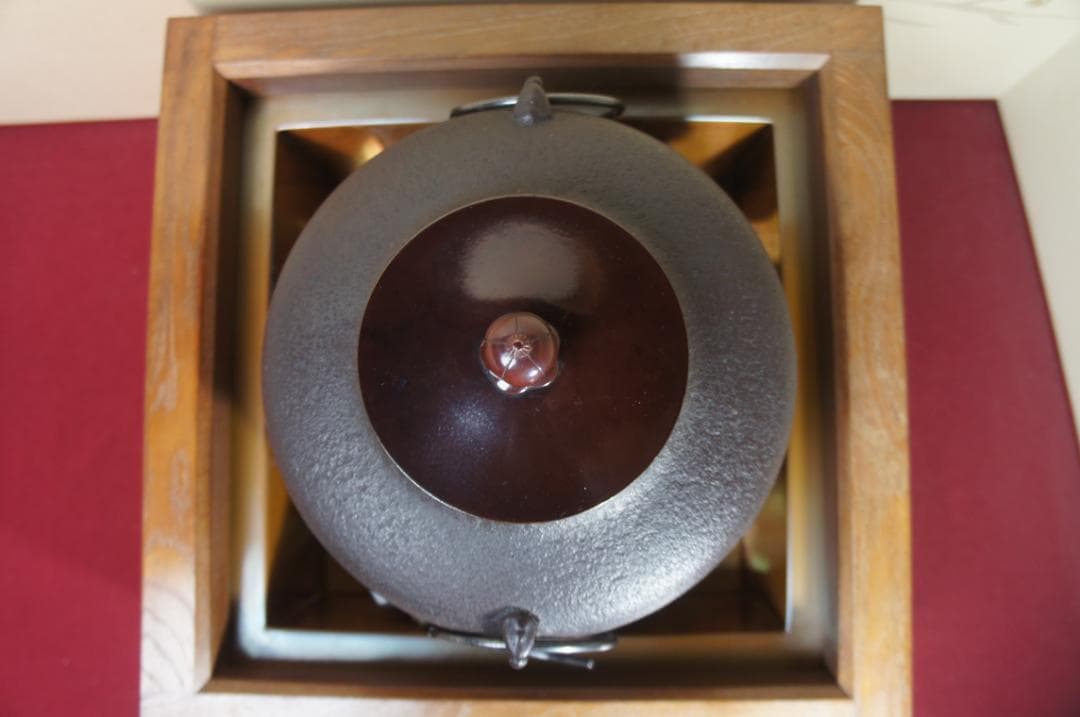 ☆桑色置炉 在銘阿弥陀堂炉釜 　唐銅蓋 置炉用600W炭型電熱器 　送料込み