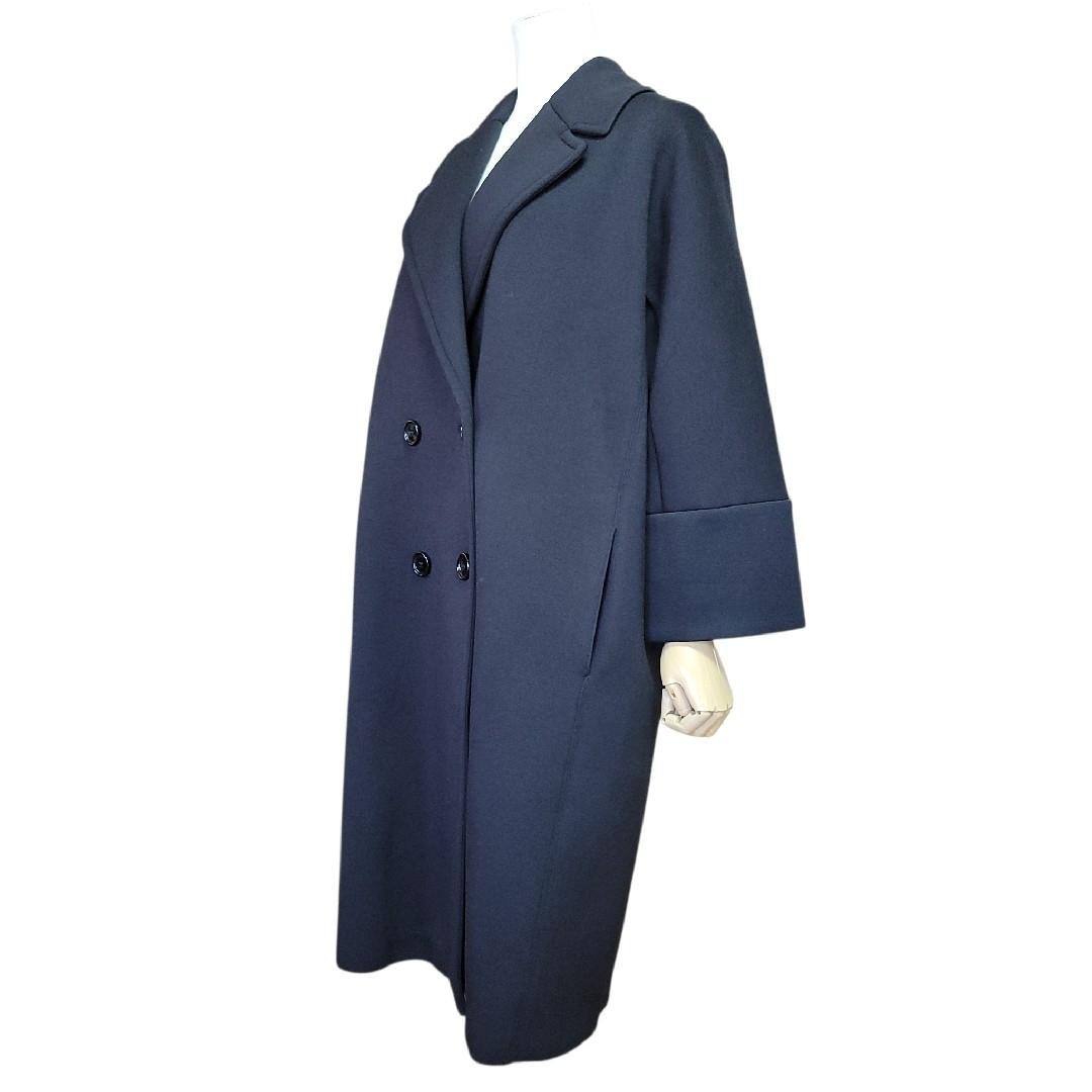 極美品　エスマックスマーラ　ダブル　ロング　ボンディングコート　ブラック　S