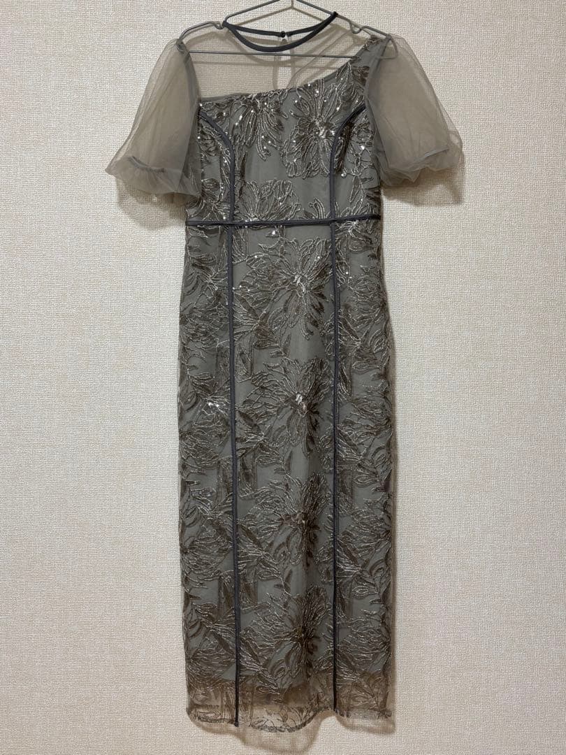 【お値下げ】leja アシンメトリーシアーフラワーワンピースドレス　オケージョン