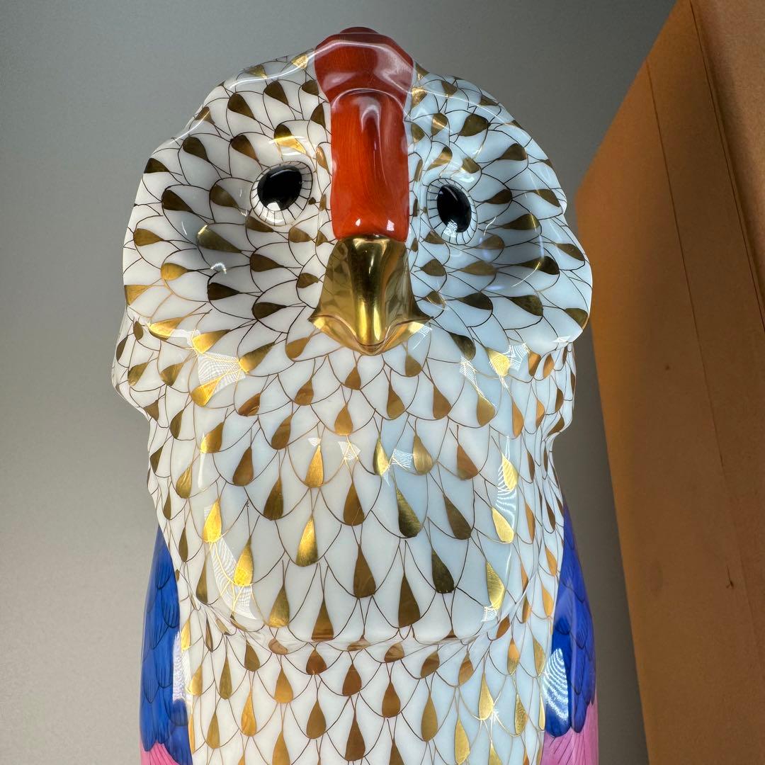 DA 1298 ヘレンド　herend本の上のフクロウ　縁起物　置物　陶器