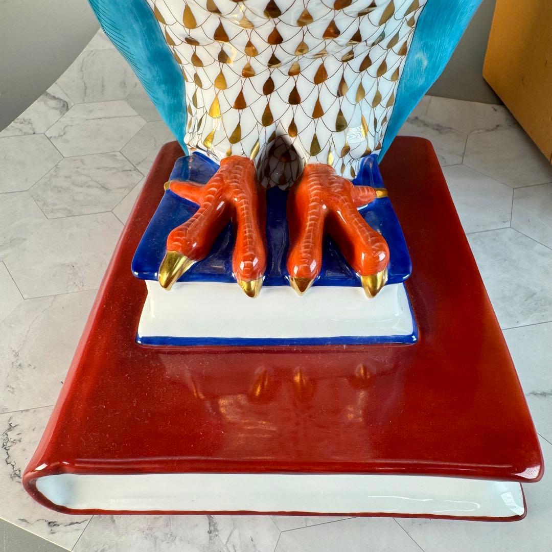 DA 1298 ヘレンド　herend本の上のフクロウ　縁起物　置物　陶器