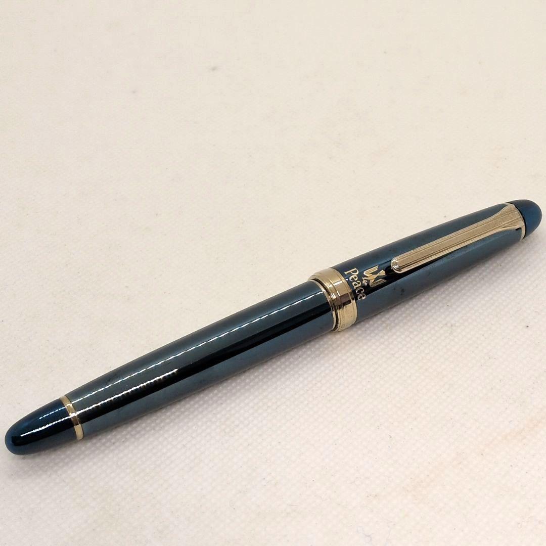【美品 18K】セーラー　ピース　ブルーチタニウム　万年筆　MF　文房具　18金