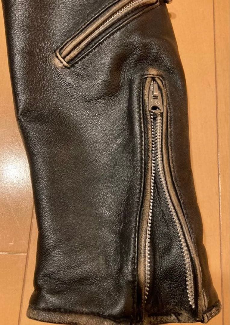 メンズ レザー シングルライダースジャケット 黒 赤裏地